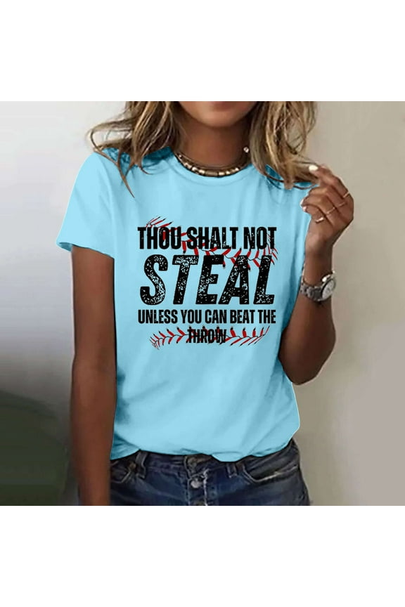 Baseball Shirt Baseball Mom Tshirt : Women Thou Shall Not Steal Baseball Shirts Baseball Graphic Short Sleeve Tee Tops Baseball Shirt Women Funny Game Day Baseball Tee Casual Ball Tee Top