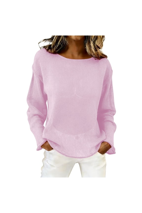 Beach Sweaters for Women Sheer Boat Neck Tops Lightweight See Through Knitted Pullover Summer Swim Cover Up Outfits Sheer Mesh Long Sleeve Tops Sheer Sweater Jumper Crochet Knit Tops