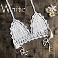 thumbnail image 1 of TODOZO Bikini Tops for Women Bikini Top Knitting Swimsuit Padded Beachwear Lace Swimwear Triangle Bikini Top Halter Swim Tops Women Top Only Swimsuit Tops for Women White M, 1 of 5
