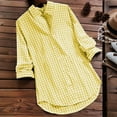 thumbnail image 1 of TODOZO Button Down Shirts for Women Tunic Tops Loose Fit Shirts Solid Basic Tops Womens Summer Tops Women's Plaid Lapel Long Sleeve Vintage Shirt Top Yellow Xxl, 1 of 4