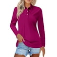 thumbnail image 1 of TODOZO Clearance Sale!! Women's Polo Shirts Cotton 3-Button Long Sleeve Collared Tops Summer Cool Shirt Uniform Casual Shirts Women's Short Sleeved Slim Casual Fashion Top Purple 4Xl, 1 of 5