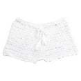thumbnail image 1 of TODOZO Crochet Swimsuit Coverup for Women Shorts Women's Solid Color Casual Strap Hollow Woven Beach Swimming Shorts Swim Board Shorts Hollow Out Cover Up Shorts White L, 1 of 2