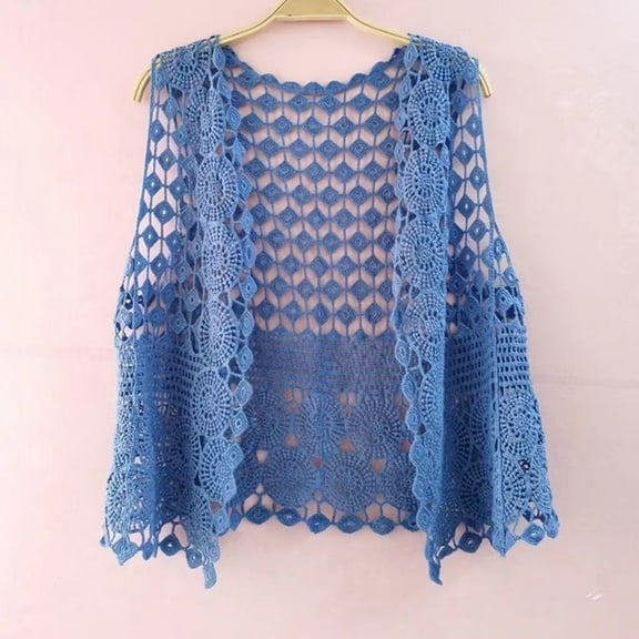 TODOZO Crochet Vest Cardigan V-Neck Sleeveless Boho Vest Hollow Out Cardigan Summer Cardigan Women's Crochet Top Lace Vest Crewneck Crochet Hollow Out Cover Up Summer Going Out Tops