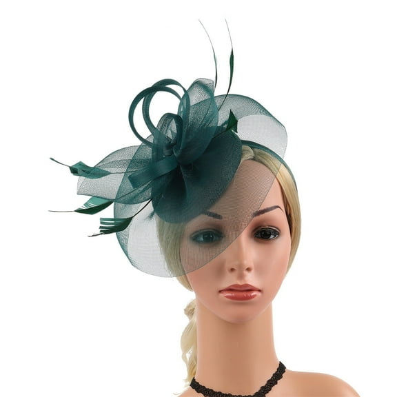 TODOZO Fascinators Hat Flower Mesh Ribbons Feathers On A Headband and A Clip Tea Party Headwear for Girls and Women Fascinator Hat Flower Feather Mesh Tea Party Hairband for Women Army Green One Size