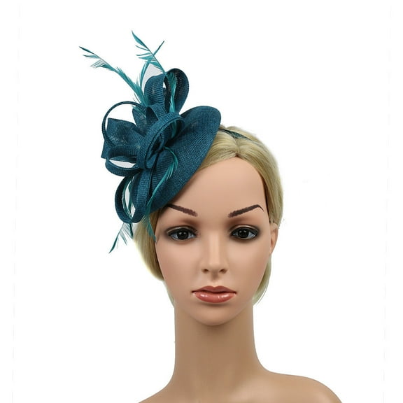TODOZO Fascinators Hat Flower Mesh Ribbons Feathers On A Headband and A Clip Tea Party Headwear for Girls and Women Wedding Casual Clip Women Hair Fascinator Headpieces Handmade Headband Green
