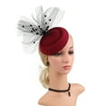 thumbnail image 1 of TODOZO Fascinators Hat Flower Mesh Ribbons Feathers On A Headband and A Clip Tea Party Headwear for Girls and Women Women's Pure Color Mesh Vintage Beret Dress Accessories Wine One Size, 1 of 7