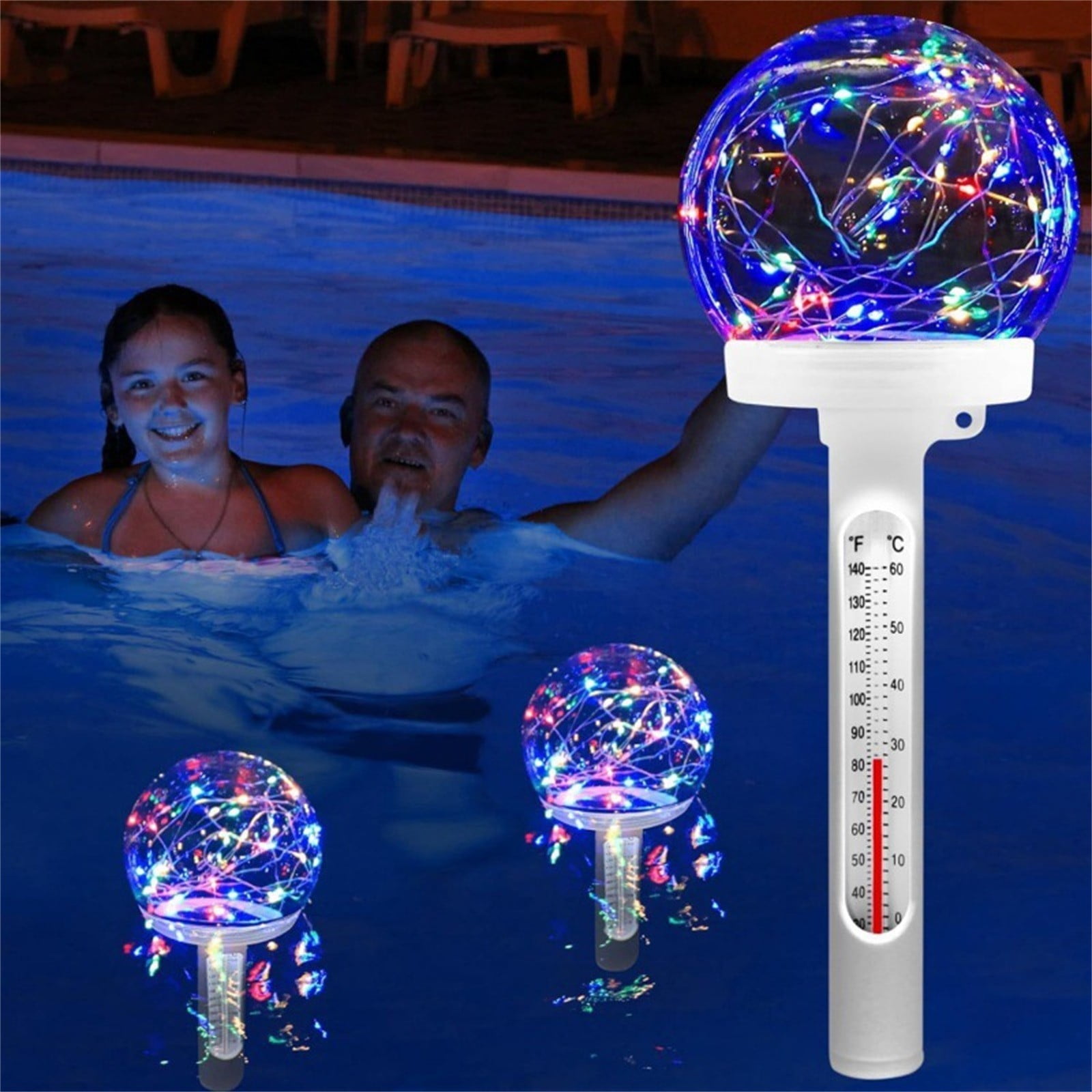 TODOZO Floating Pool LED Colored Solar Pool Floating Easy Read Swimming