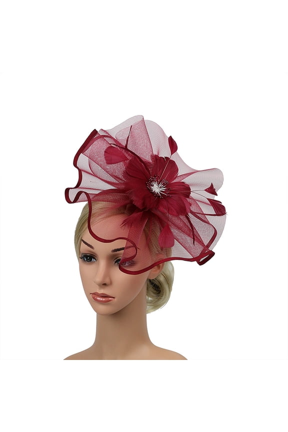 Hair Accessories for Women Hair Clips for Women Women Hat Headwear Church Feather Clip Fascinators Hat Wedding Party Cap for Wine One Size