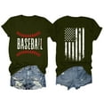 thumbnail image 1 of TODOZO Hot Sale!! Baseball Shirt for Women Baseball Mom Shirt Baseball Letter Graphic Tee Game Day Short Sleeve Tops American Flag Shirts for Women Green L, 1 of 6