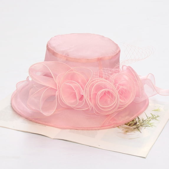 TODOZO Kentucky Organza Derby Hats for Women Church Tea Fascinator Wide Brim Sun Hat for Ladies Cocktail Tea Party Hat Flower Church Wedding Bridal Straw Caps Wedding Bridal Flower Church Hat Spring