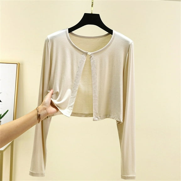 TODOZO Lightweight Cardigans for Women Summer Cardigan Summer Tops for Women 2025 Thin Short Jacket for Women Long Sleeved Thin Cardigan Top Plus Size for Slimming with Camisole Buckle and Shawl