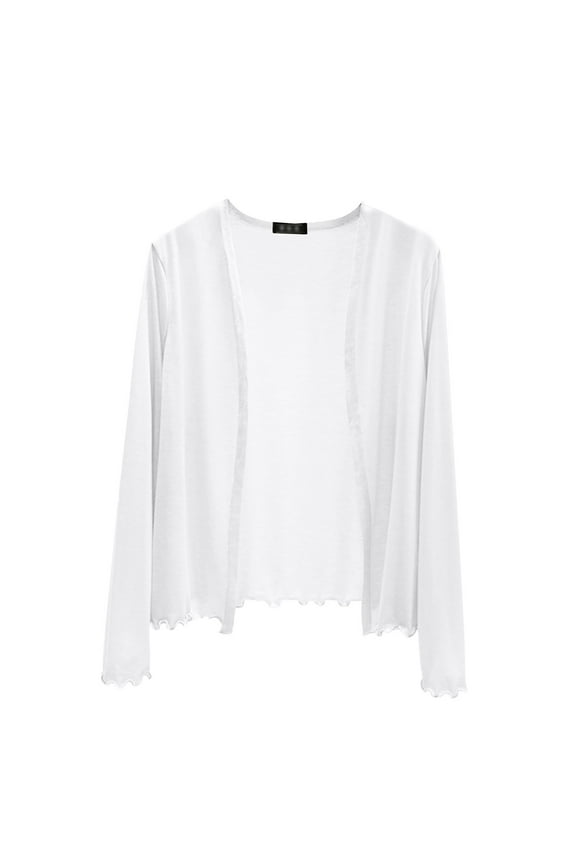 Lightweight Cardigans for Women Thin Long Sleeved Cardigan for Women for Summer Short Styles for Flying Border Sun Clothes Large Size Loose Air Conditioning Shawl Exterior Exterior White M