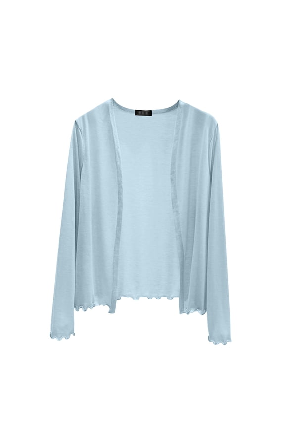 Lightweight Cardigans for Women Thin Long Sleeved Cardigan for Women for Summer Short Styles for Flying Border Sun Clothes Large Size Loose Air Conditioning Shawl Exterior Exterior Blue Xxl