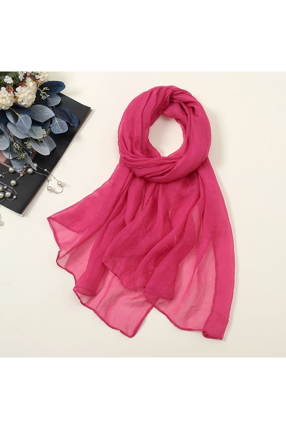 Lightweight Cotton Scarf for Women Fashion Head Cover Hijab Voile Scarf Shawl Wrap Breathable Solid Color Soft Chiffon Long Fashion Scarves Sun-Proof Shawls Wrap,Women Solid Color Scarfsummer