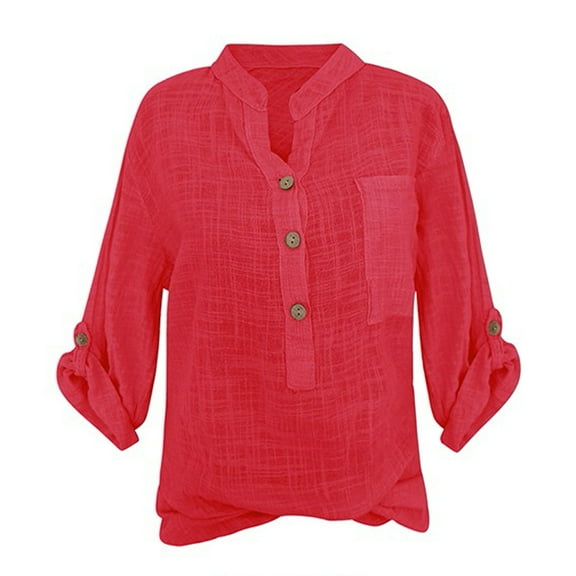 TODOZO Linen Button Down Shirt Women Casual Cotton Blouse Loose Fit Work Gauze Tops Womens Short Sleeve Button Down Cotton Linen Shirt Blouse Loose Fit Casual V Neck Tops