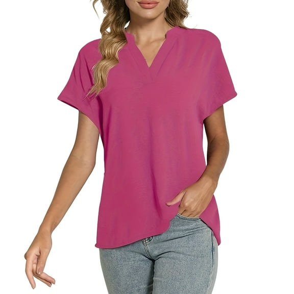 TODOZO Linen Button Down Shirt Women Casual Cotton Blouse Loose Fit Work Gauze Tops Womens Summer Tops 2025 V Neck Short Sleeve Tshirt Loose Flowy Tunics Solid Color Casual Blouse Shirts