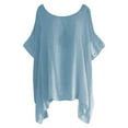thumbnail image 1 of TODOZO Linen Shirts for Women Summer Tops for Women Linen Clothes for Women 2025 Womens Ladies Casual Plus Size Loose Cotton Solid Color Tops Shirt Blouse Blue M, 1 of 3