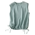 thumbnail image 1 of TODOZO Linen Tank Tops for Women Womens Linen Crop Tank Tops Cute Summer Sleeveless Cropped Cotton Linen Tops Shirts for Women Trendy Summer Blouses for Women Casual Blue M, 1 of 8