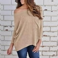 thumbnail image 1 of TODOZO Long Sleeve Shirts for Women Tunic Tops Casual Womens Summer Tops Womens Long Sleeve Knitted Sweaters Fall Basic Tees Off Shoulder Oversized Jumper Tops Loose Casual Blouse Tops Khaki 3Xl, 1 of 4
