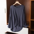 thumbnail image 1 of TODOZO Long Sleeve Shirts for Women Tunic Tops Loose Fit Shirts Solid Basic Tops Womens Summer Tops Women's Solid Color Loose Round Neck T Shirts for Spring and Autumn Navy Xxl, 1 of 7