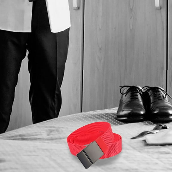 TODOZO Ratchet Belts for Men Leather Men's Leather Dress Belt Fashion & Classic Designs for Work Business and Casual Three Generations of Plate Buckle Casual Men's Belt Nylon Belt Red A