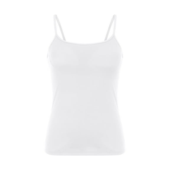 TODOZO Spaghetti Strap Camisole Tank Tops for Women, Basic Slim-Fit Cotton Cami Undershirts Summer Tank Tops for Women 2025 Slim Fit Camisole Scoop Neck Casual Sleeveless Shirts White M