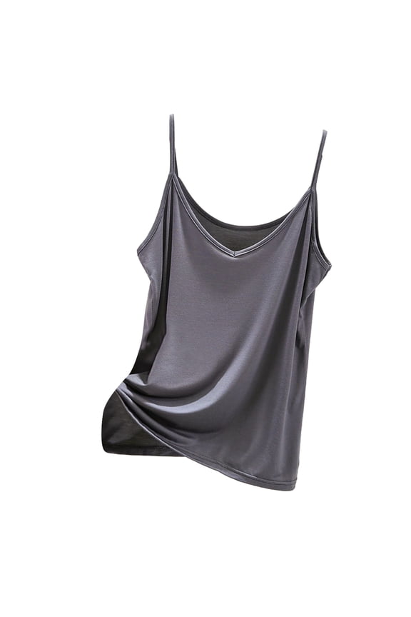 Spaghetti Strap Tank Top Tank Top for Women Womens Tank Tops Spaghetti Strap Sleeveless V Neck Summer Innerwear Slimming and Shaping Basic Thin Casual Top for Women Dark Grey Xl