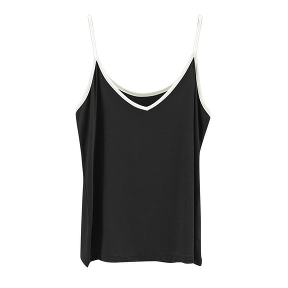 TODOZO Spaghetti Strap Tank Top Tank Top for Women Womens Tank Tops Women's Color Block Crop – Summer Sleeveless Top Black L