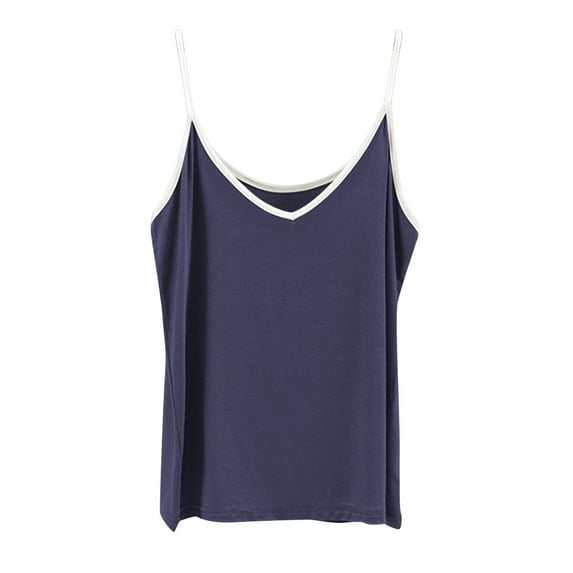 TODOZO Spaghetti Strap Tank Top Tank Top for Women Womens Tank Tops Women's Color Block Crop – Summer Sleeveless Top Blue M
