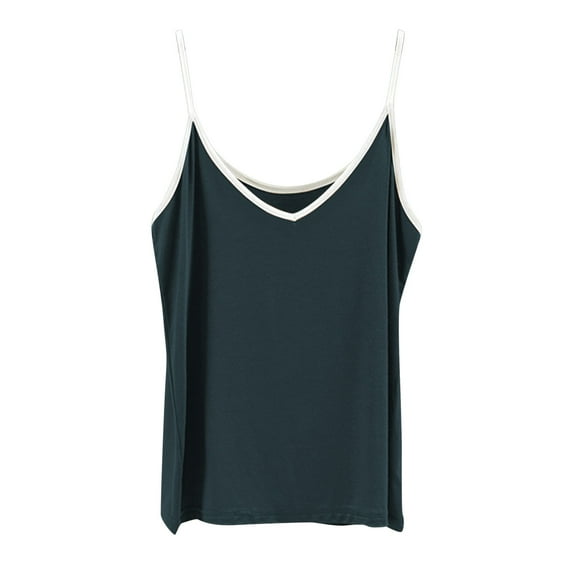 TODOZO Spaghetti Strap Tank Top Tank Top for Women Womens Tank Tops Women's Color Block Crop – Summer Sleeveless Top Green M