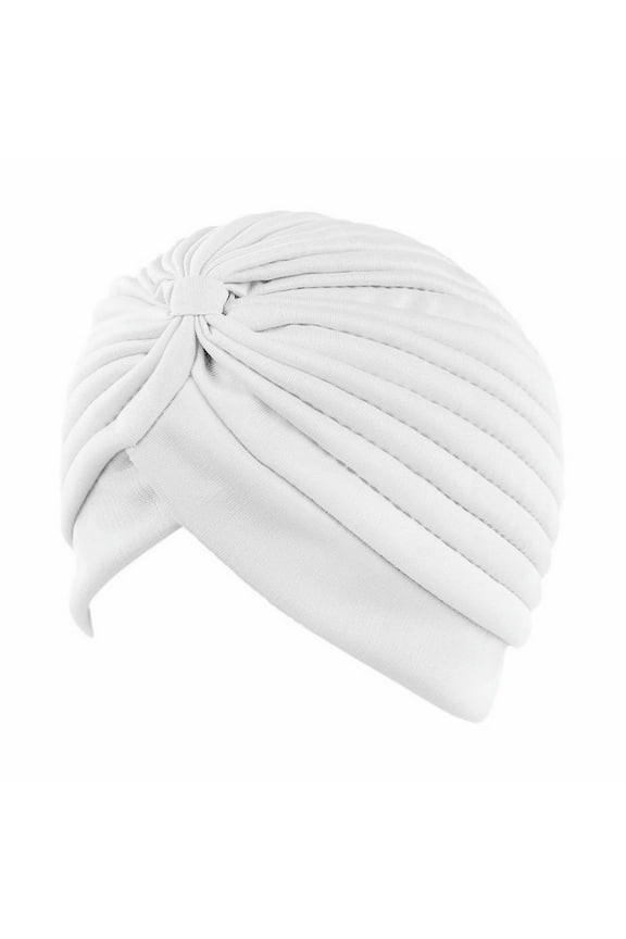 Stretch Turban Hats for Women - African Knot Headwraps Soft Pre Tied Bonnet Hair Wrap Pretied for Black Women 1 Turbans Pleated Headwraps Assorted Colors Head Hair Solid Head Coverings for Gir