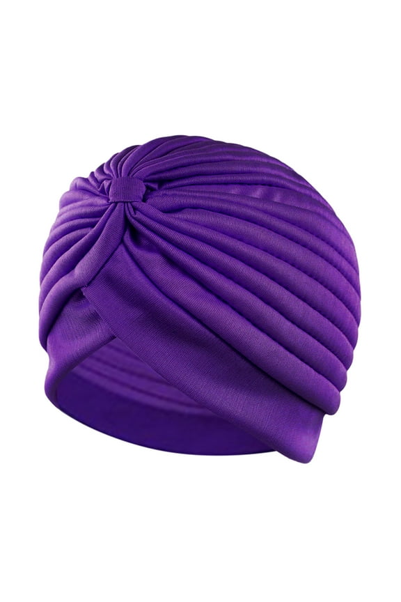Stretch Turban Hats for Women - African Knot Headwraps Soft Pre Tied Bonnet Hair Wrap Pretied for Black Women 1 Turbans Pleated Headwraps Assorted Colors Head Hair Solid Head Coverings for Gir