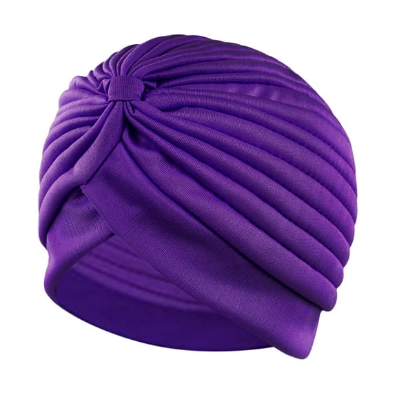 TODOZO Stretch Turban Hats for Women - African Knot Headwraps Soft Pre Tied Bonnet Hair Wrap Pretied for Black Women 1 Turbans Pleated Headwraps Assorted Colors Head Hair Solid Head Coverings for Gir