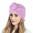 thumbnail image 1 of TODOZO Stretch Turban Hats for Women - African Knot Headwraps Soft Pre Tied Bonnet Hair Wrap Pretied for Black Women Women Braid Turban Hats Hat Cap Hair Bonnet Head Scarf Wrap Cover Purple One Size, 1 of 4