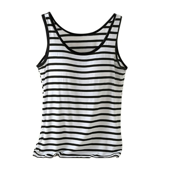 TODOZO striped Racerback Tank Tops for Women with Shelf Bra Padded Cotton Wide Strap Camisole Yoga Cami Shirts Cotton Undershirt camisoles for women with built in bra womens summer tops 2025 trendy