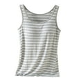 thumbnail image 1 of TODOZO striped Racerback Tank Tops for Women with Shelf Bra Padded Cotton Wide Strap Camisole Yoga Cami Shirts Cotton Undershirt camisoles for women with built in bra womens summer tops 2025 trendy, 1 of 3
