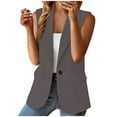 thumbnail image 1 of TODOZO Summer Blazers for Women Lightweight Womens Blazer Summer Blouses for Women 2025 Women's Sleeveless Coat Solid Color Cardigan Suit Casual Lapel Cardigan Jacket with Pockets Grey L, 1 of 6