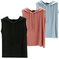 thumbnail image 1 of TODOZO Summer Hooded Tank Topathletic Sweatshirts for Women 3 Piece Set of Hooded Loose Plus Size Pullover Vest for Women's Summer Thin Style Sleeveless Bottom Shirt for Versatile Wear, 1 of 5