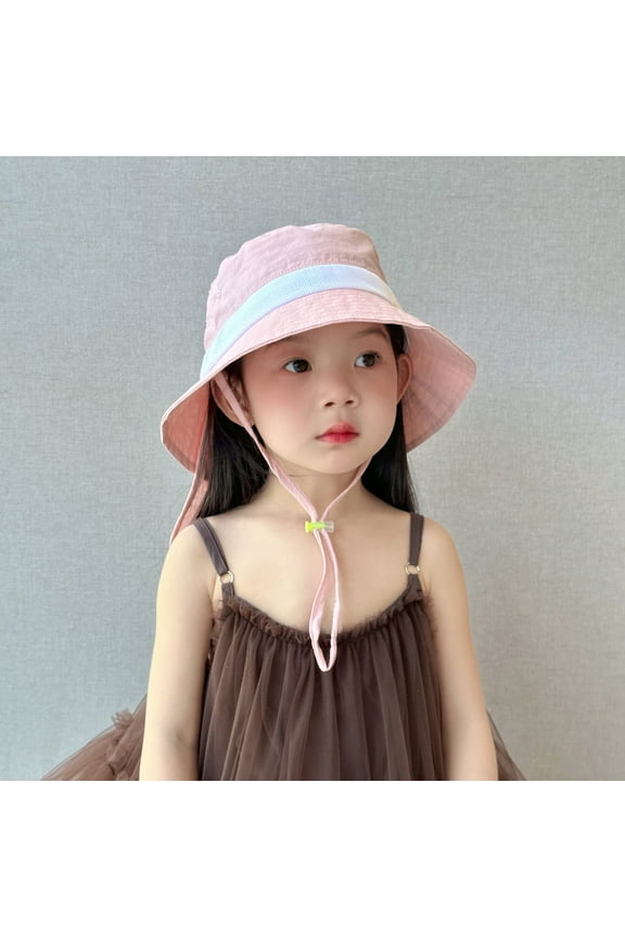 Sun Hat Toddler Bucket Hats Summer Sun Protective Kids Beach Hats Wide Brim Outdoor Camping Hat for Boys Girls Boys Girls Summer Solid Color Mesh Yarn Cap Sun Hat Outdoor Beach Hat 3 8 Years O