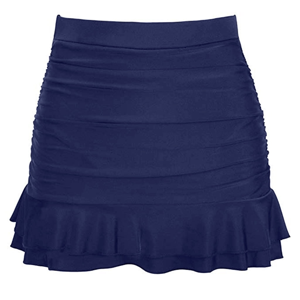 LANDS' END Women's Navy Floral A-LINE SWIM SKIRT Cover-Up No Brief Size