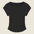 thumbnail image 1 of TODOZO T Shirts for Women Casual Lightweight Soft Basic Tees 92% Cotton Blue Regular Shoulder Short Sleeve T Shirt for Women Summer Slimming and Fashionable with Pleats Waist Cinching Short Body., 1 of 6