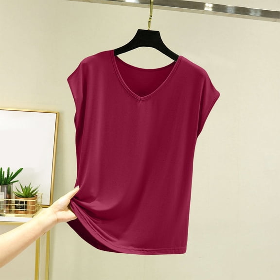 TODOZO T Shirts for Women Loose Fit Breathable Lightweight Quick Dry Tennis V Neck Tee Tank Top for Women Sleeveless Tops with In Bras Shelf Bra Padded Shirt 2025 Casual Tanks Loose Fit