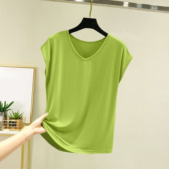 TODOZO T Shirts for Women Loose Fit Breathable Lightweight Quick Dry Tennis V Neck Tee Tank Top for Women Sleeveless Tops with In Bras Shelf Bra Padded Shirt 2025 Casual Tanks Loose Fit