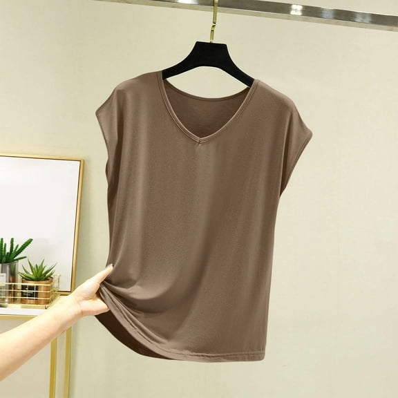 TODOZO T Shirts for Women Loose Fit Breathable Lightweight Quick Dry Tennis V Neck Tee Tank Top for Women Sleeveless Tops with In Bras Shelf Bra Padded Shirt 2025 Casual Tanks Loose Fit