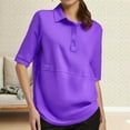 thumbnail image 1 of TODOZO T Shirts for Women Loose Fit Casual Lightweight Soft Basic Tees Summer Clothes for Women Women's Loose Short Sleeved T Shirt Casual Large Size Fashionable Collar Purple L, 1 of 6