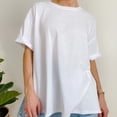 thumbnail image 1 of TODOZO T Shirts for Women Loose Fit Casual Lightweight Soft Basic Tees Summer Loose Slit Pure Cotton Short Sleeved T Shirt for Women Comfortable Round Neck Solid Color T Shirt, 1 of 9