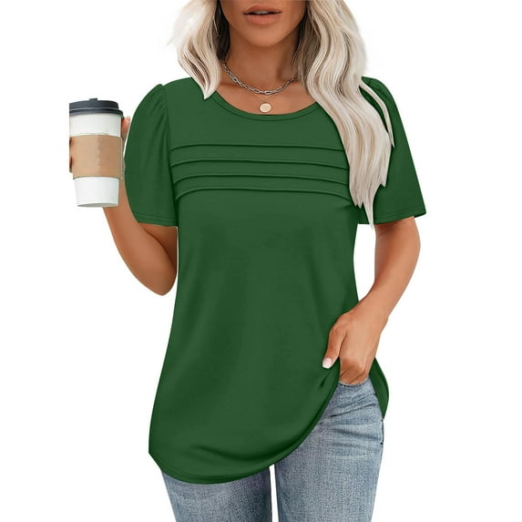 TODOZO T Shirts for Women Loose Fit Casual Lightweight Soft Basic Tees Summer Tops for Women 2025 Women's T Shirt Short Sleeve Formal Casual Shirt Summer Clothing Flowing Creases Front Round Neck