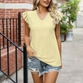 thumbnail image 1 of TODOZO T Shirts for Women Loose Fit Casual Lightweight Soft Basic Tees Womens Summer Tops Women Casual Printing Short Sleeves V Neck Loose T Shirt Blouse Tops Yellow S, 1 of 7