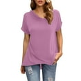 thumbnail image 1 of TODOZO T Shirts for Women Loose Fit Casual Lightweight Soft Basic Tees Womens Summer Tops Women's Loose Casual and Versatile Hooded T Shirt Purple Xxl, 1 of 8