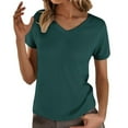 thumbnail image 1 of TODOZO T Shirts for Women Loose Fit Casual Lightweight Soft Basic Tees Womens Summer Tops Women's V Neck Loose Thin Breathable T Shirt Green L, 1 of 6